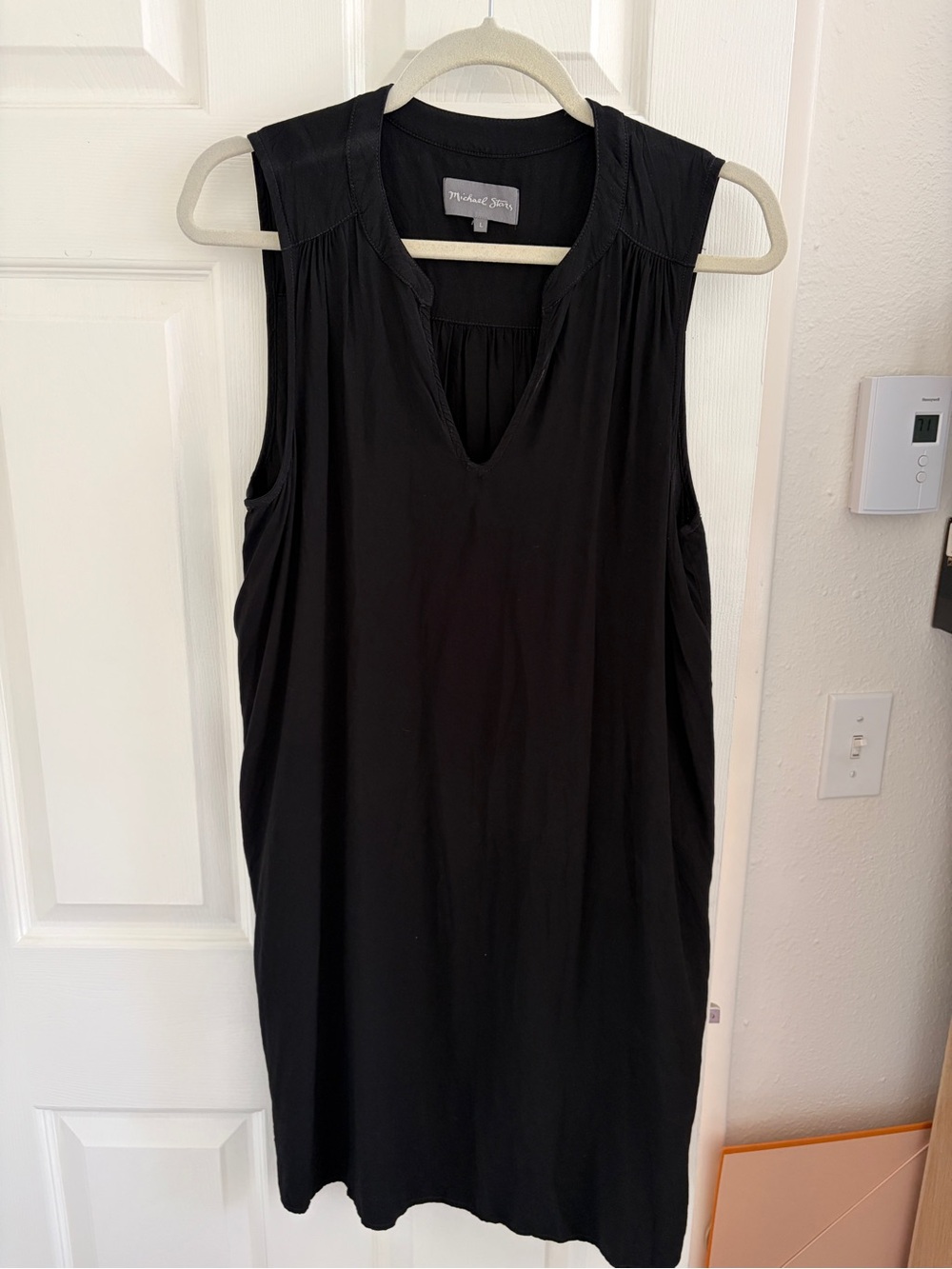 Michael Stars Black Sleeveless V-Notch Tank Dress
